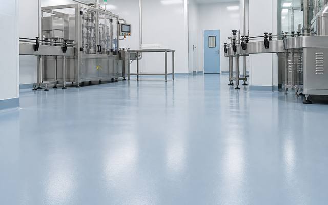 Chemical resistant floor coating in a clean process room in Nova Scotia